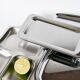 Plat rectangulaire en inox, bords arrondis Design, 1970