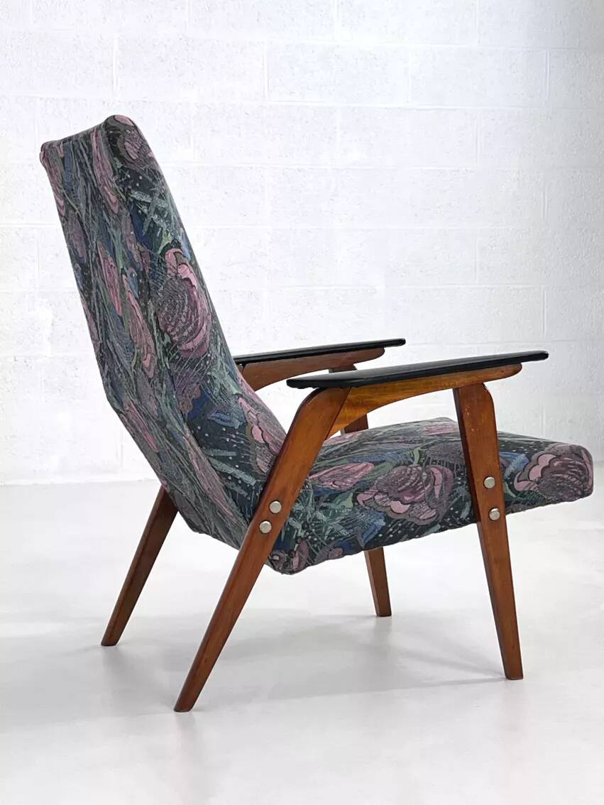 50s - 60s armchair in wood and fabric