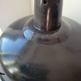 Duo of white and black enameled sheet metal pendants