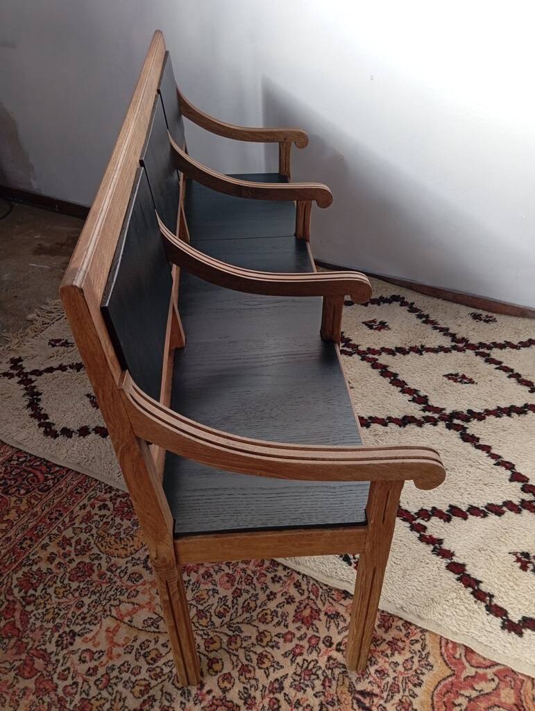 Early 20th-century solid oak bench