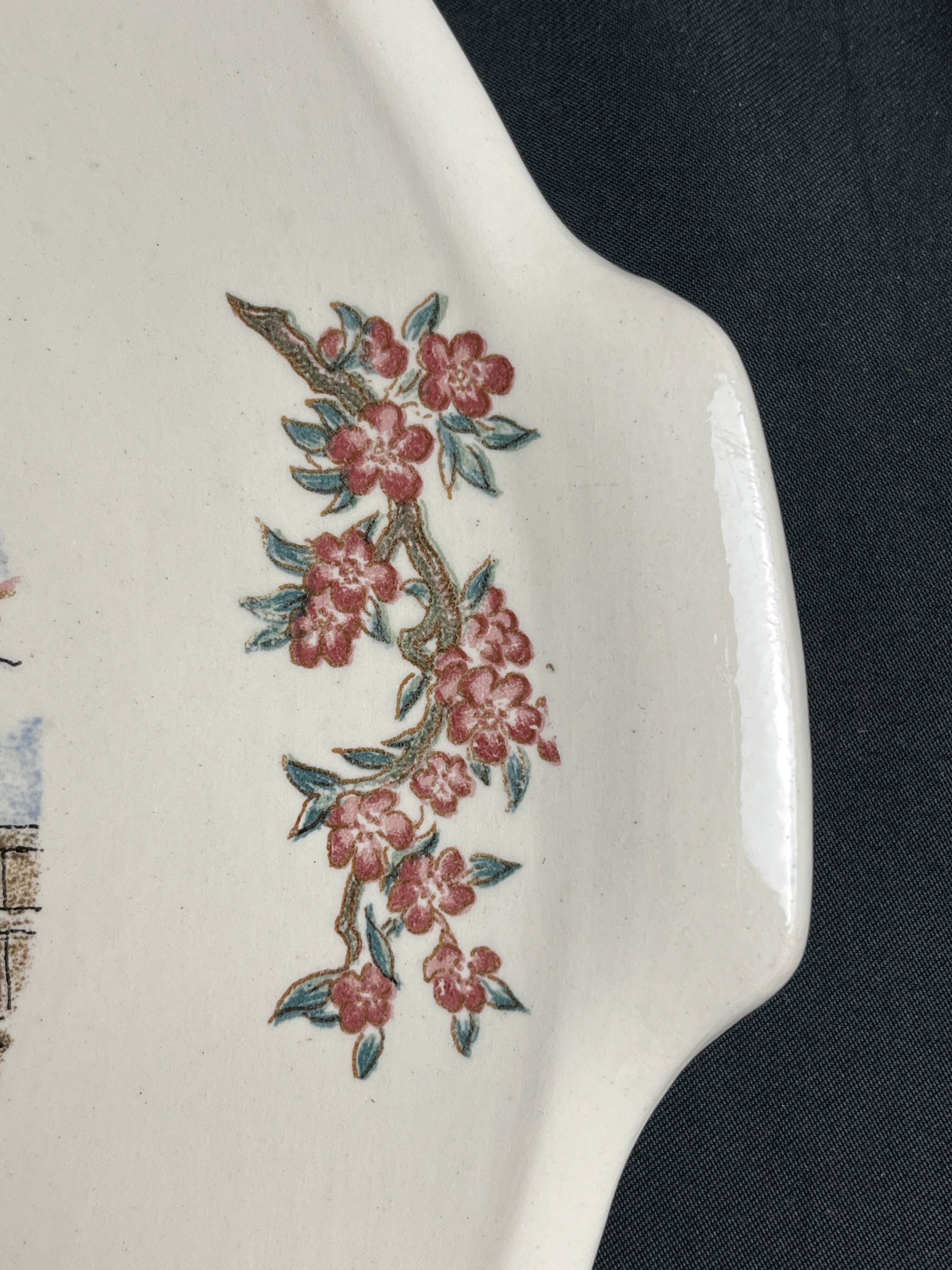 Lot of 2 Sarreguemines earthenware cake dishes from Ma Normandie circa 1950