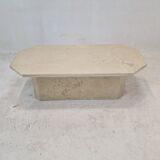 Italian Coffee Table in Travertine, 1980s