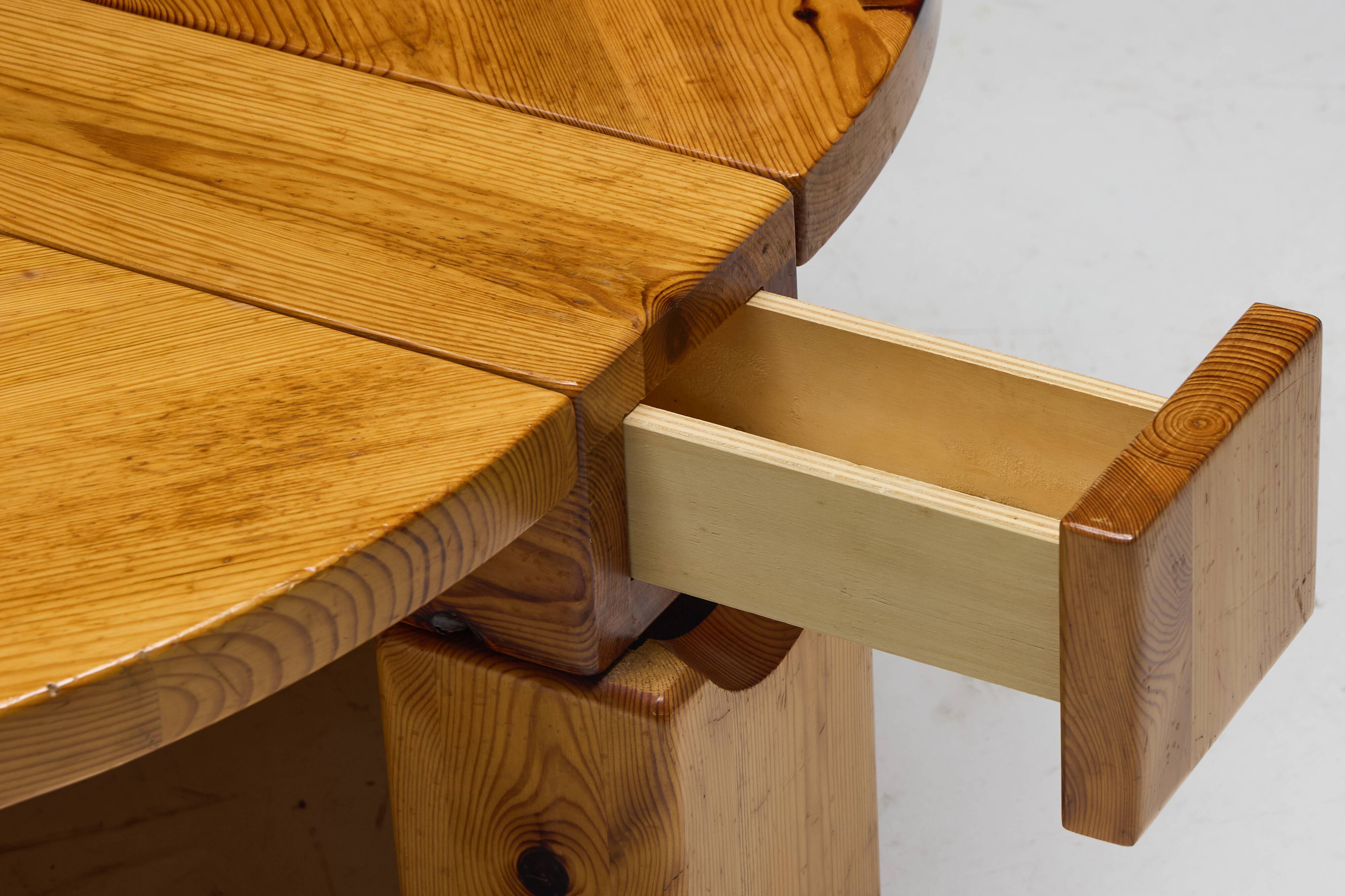 Brutalist Pine Wood Coffee Table, Sweden, 1970s