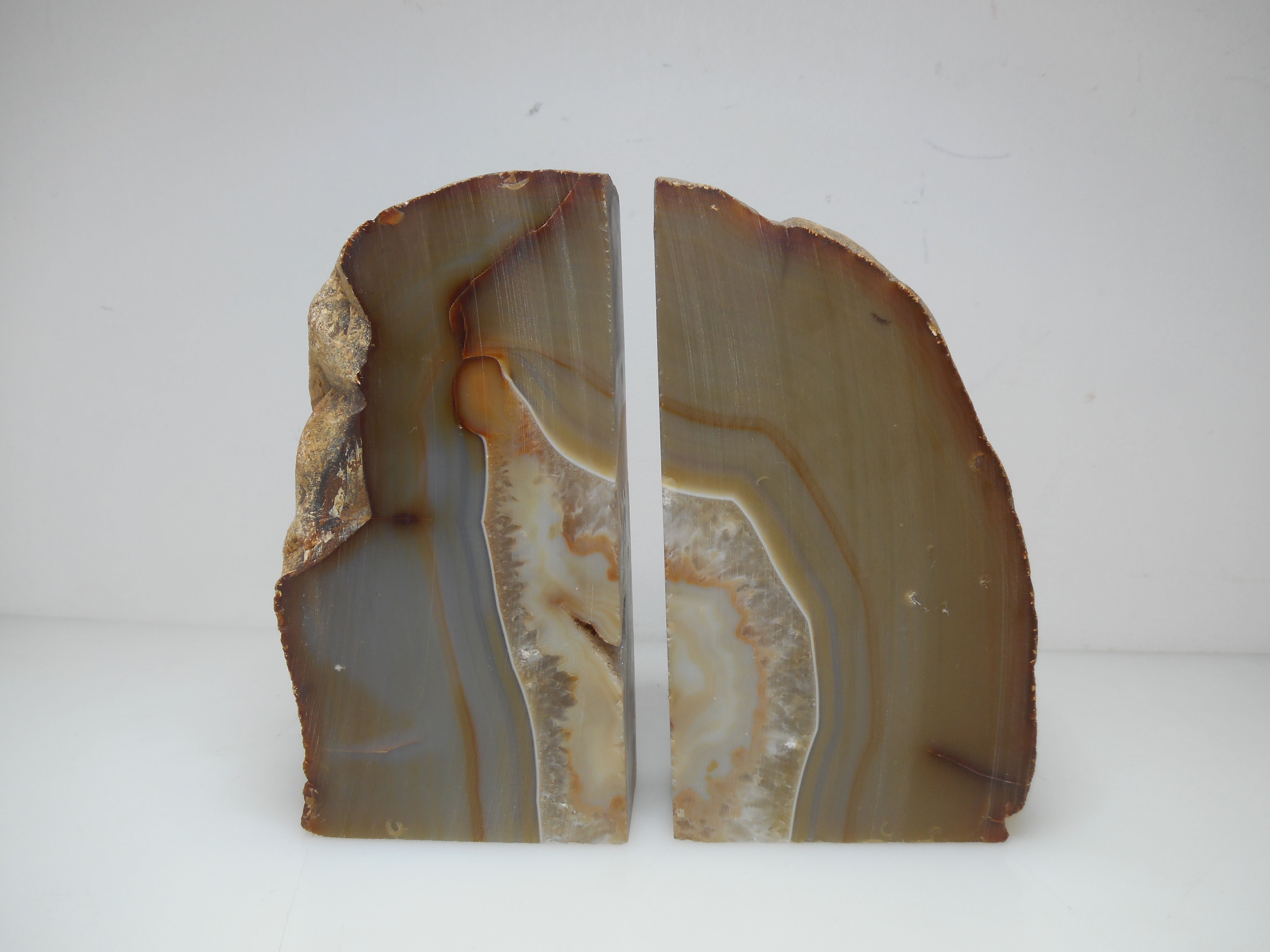 Paire de serre livres en agate bleue