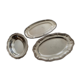 3 Serving dishes in oblong silver metal with chamfered edges goldsmith Boulenger