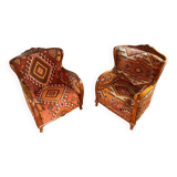 Pair of Roche Bobois armchairs — limited edition in oriental kilim