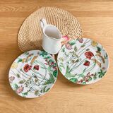 Two English dessert plates with flowers