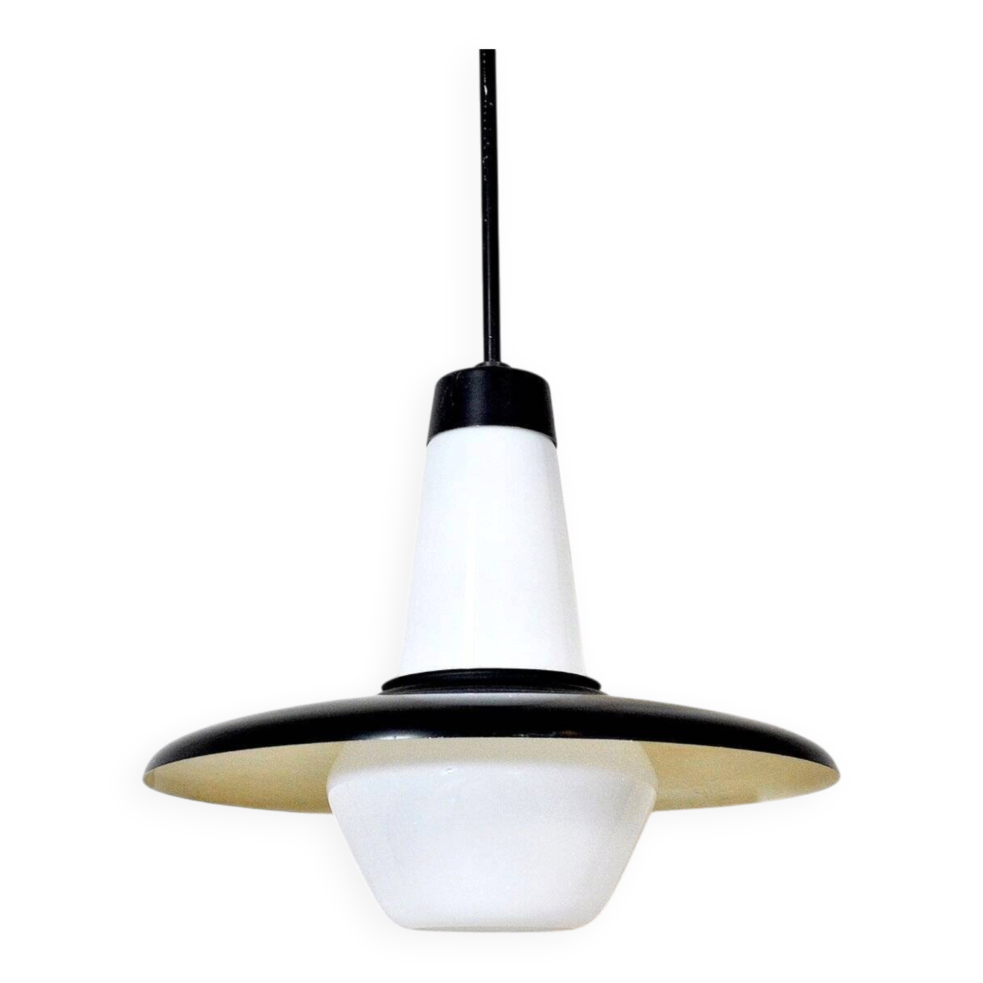 Opaline glass lamp with black lacquer, Italy, 1960s