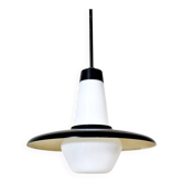 Opaline glass lamp with black lacquer, Italy, 1960s
