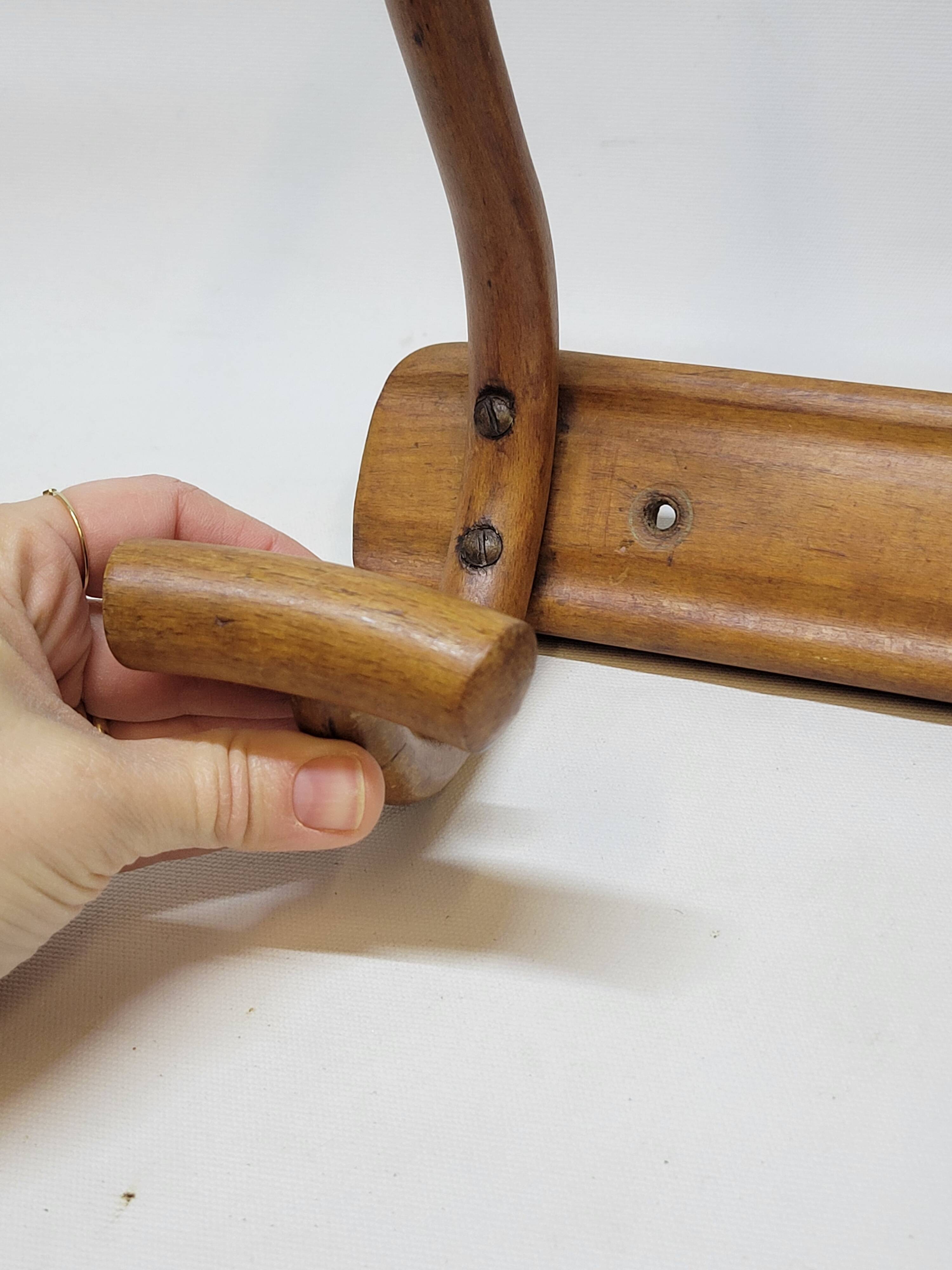Double Bistro Coat Rack Curved Wooden Hanger Early 20th Century