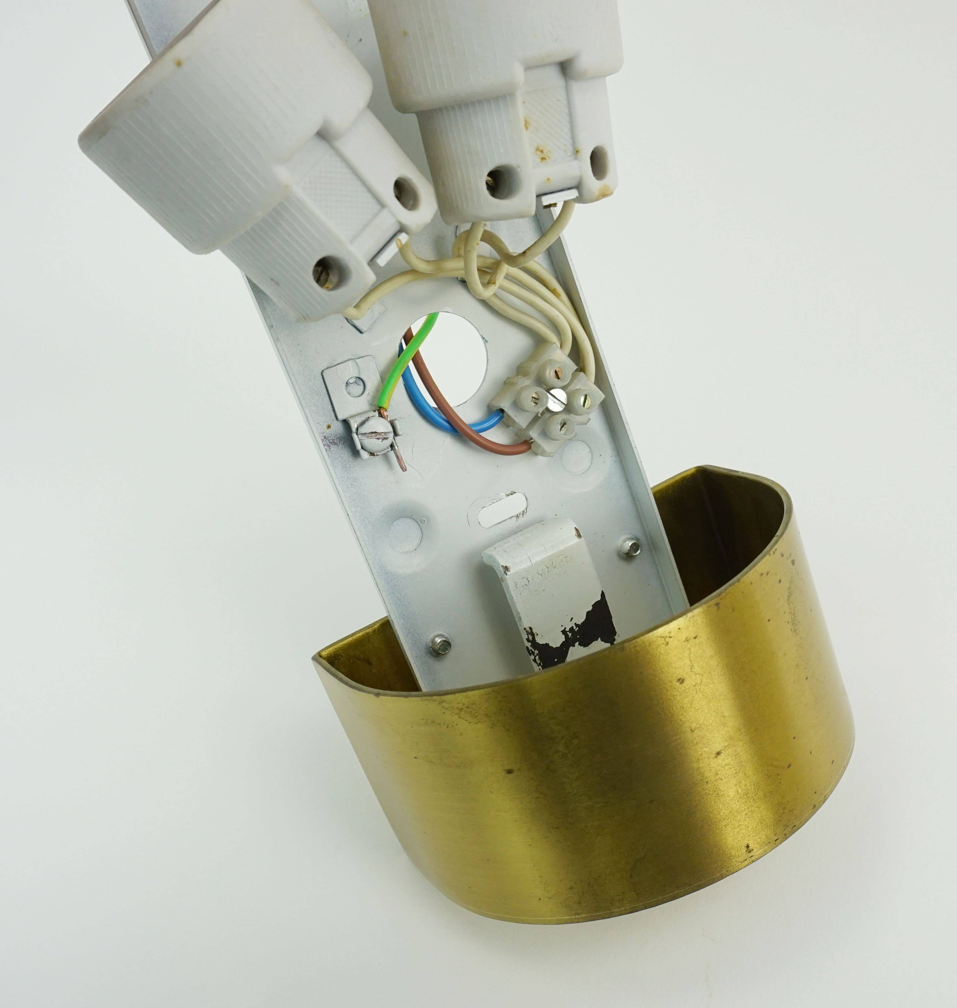 no. 1 of 2  mid century modern SCONCE wall lamp lustrous glass shell brass