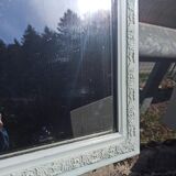 Louis Philippe style mirror with patinated white molding pediment