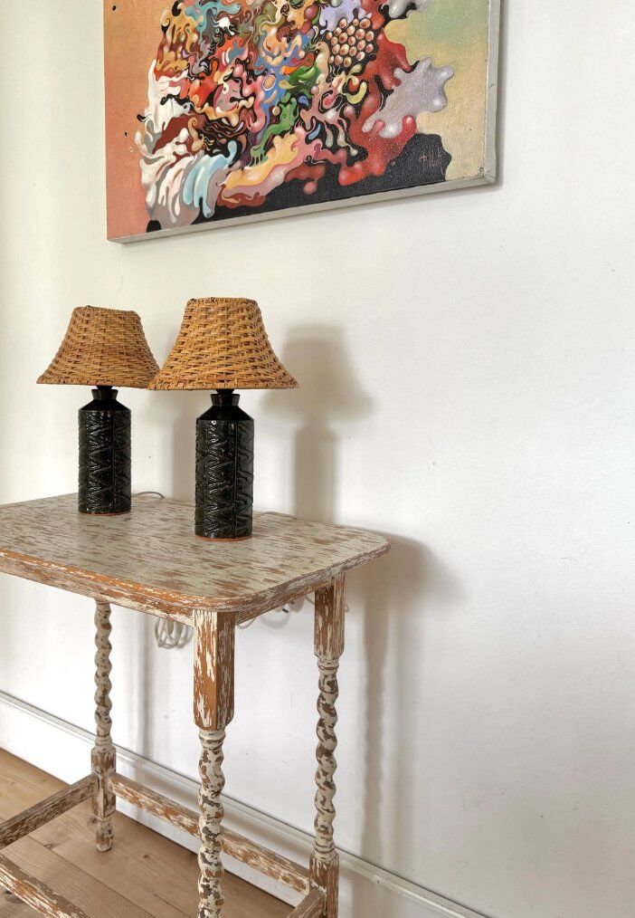 Lampe de table en grès, Elpe AB suédois des années 1960, ensemble de 2