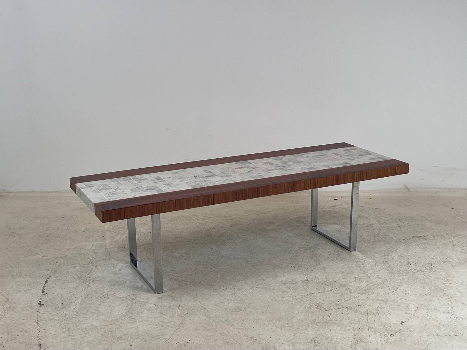 "SEM" coffee table in marble and rosewood 1970