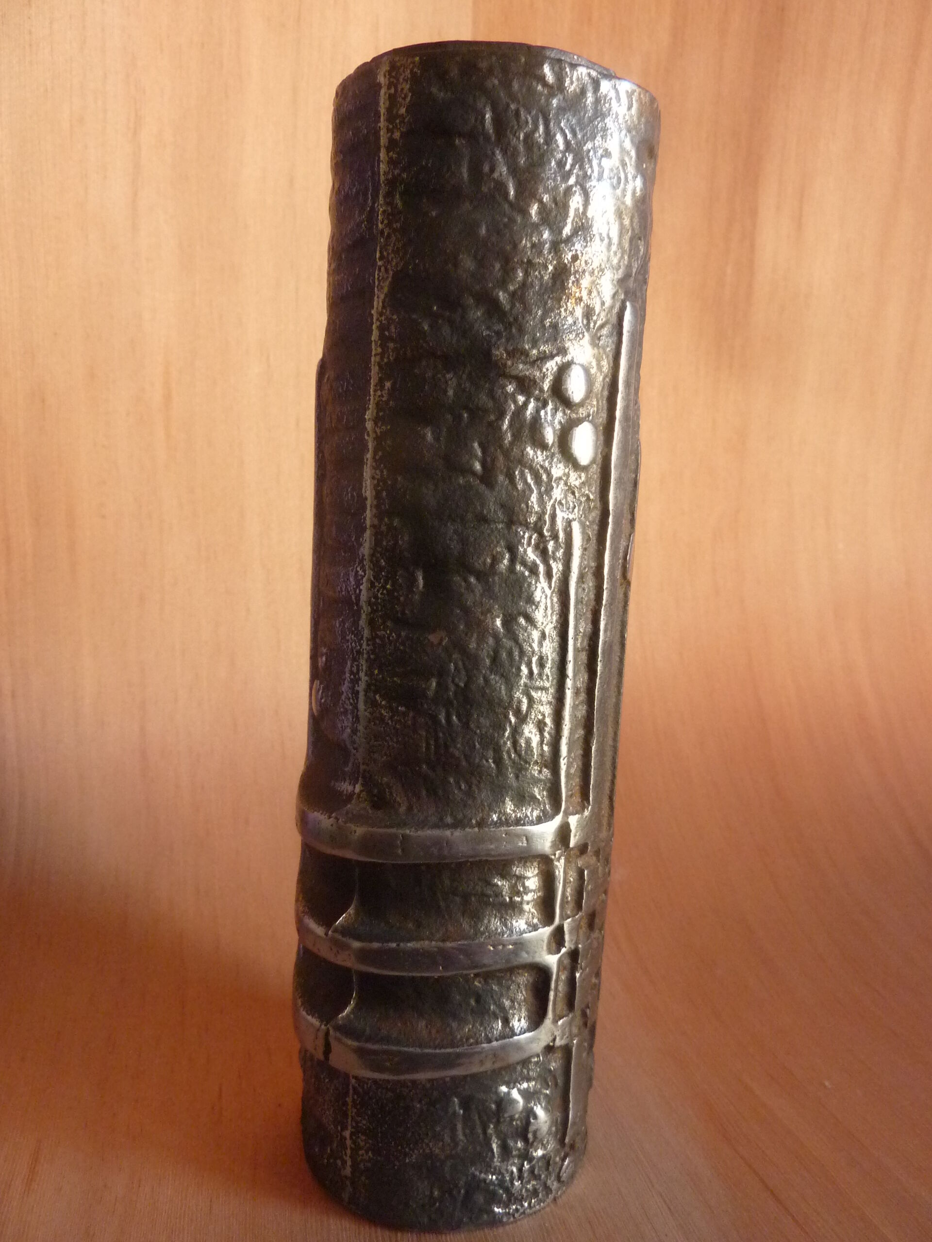 Vase brutalist Olav Joff stainless steel norway design
