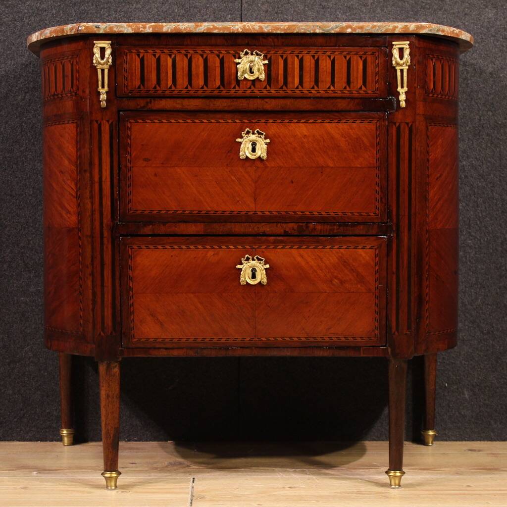 Petite commode française Napoléon III du XIXe siècle avec dessus en marbre