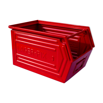 "dark red" metal box