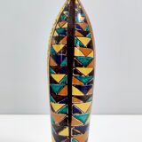 Vintage Multicolored Lacquered Ceramic Vase with Geometric Patterns, Italy