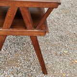Vintage side table from the 50s in beech oak and poplar compass feet