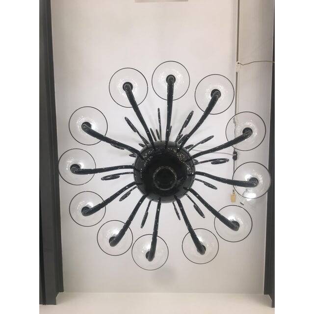 Contemporary Black Curls Murano Glass Chandelier