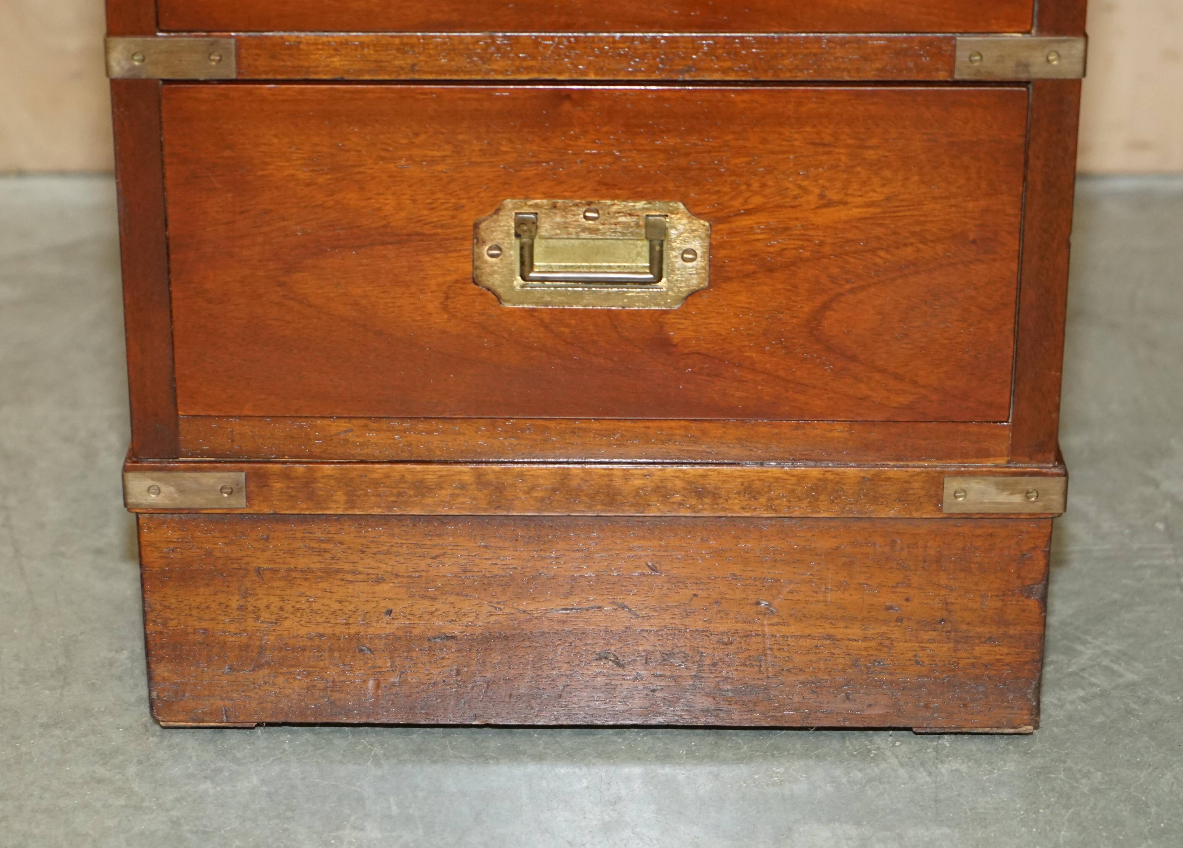Vintage Harrods Kennedy desk in military campaign style with drawers.