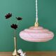 Vintage pink Clichy glass pendant lampshade with marbled effect
