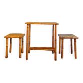 Set table bistrot et 2 tabouret en bambou 1930
