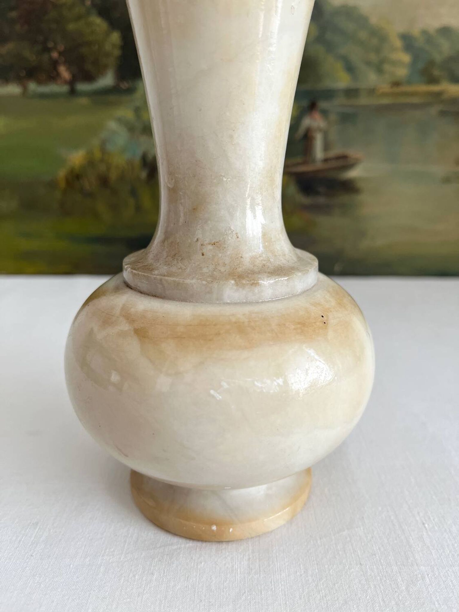 Vintage alabaster-style resin vase