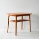 1960s Scandinavian oak coffee table with slatted shelf