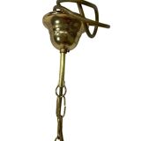 VINTAGE SPUTNIK BRASS CHANDELIER WITH PINK SHADES