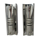 Pair of design wall sconces inox 1970 tube and slots