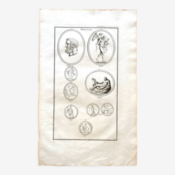 Engraving on rag paper neoclassical theme