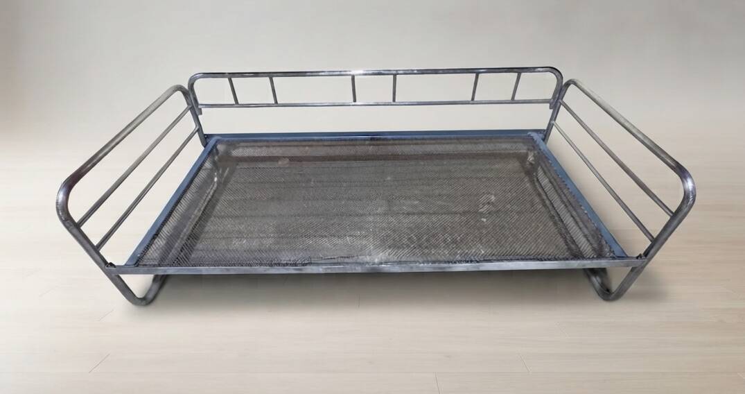 Vintage chrome tubular steel daybed frame, mid-20th century, Czechoslovakia, 190 × 86 × 67 cm