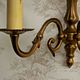French vintage traditional double brass wall sconce scrolled arms