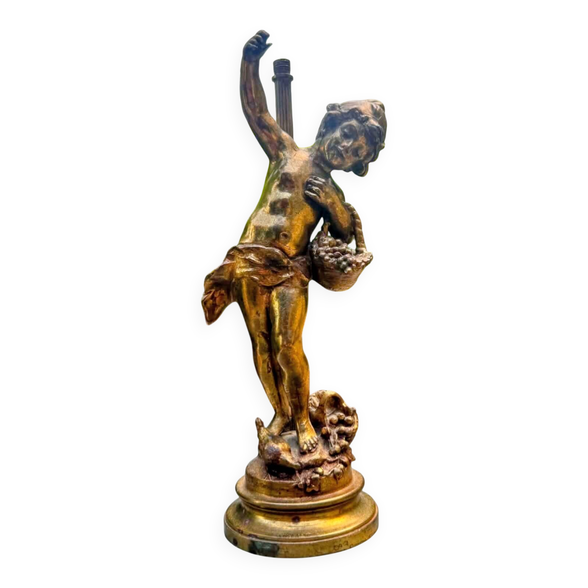 Pied de lampe en bronze signé Auguste Moreau (1834-1917)