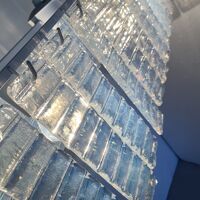 Opalino striped “listelli” murano glass rectangular chandelier