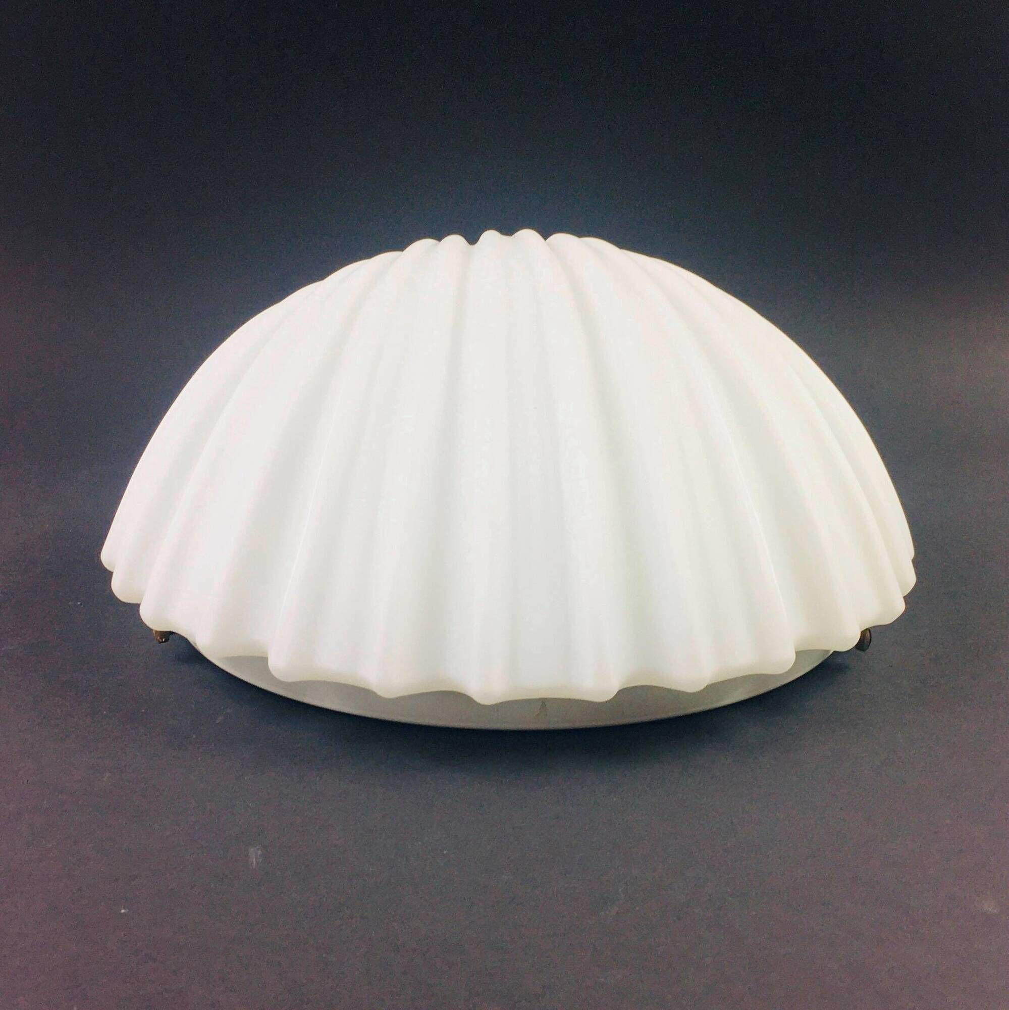 Set of 3 Large Opaline Glass Shell-Shaped Wall Lights from Limburg, 1970s