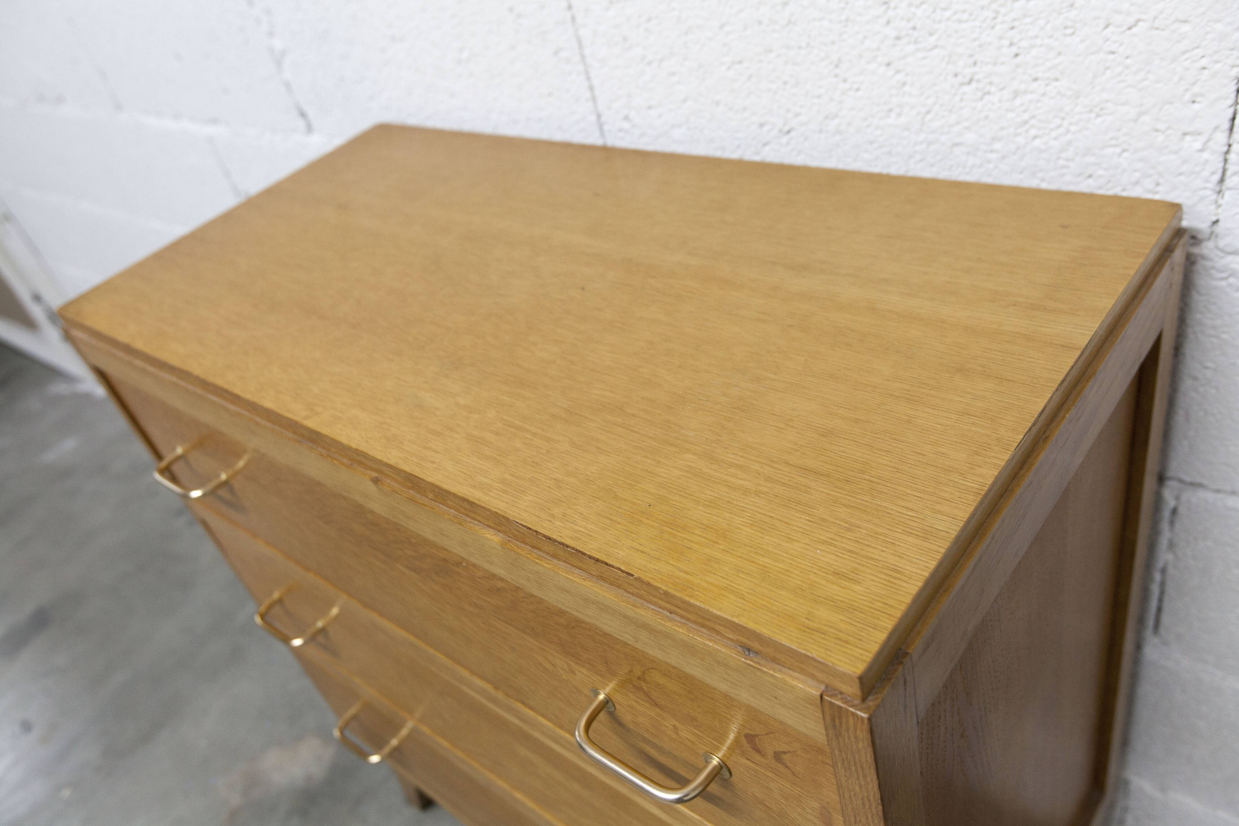 3-drawer chest with splayed legs, 1960s, honey color