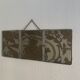 Miroir vintage 1930 triptyque de barbier Art Déco tissu - 31 x 77 cm