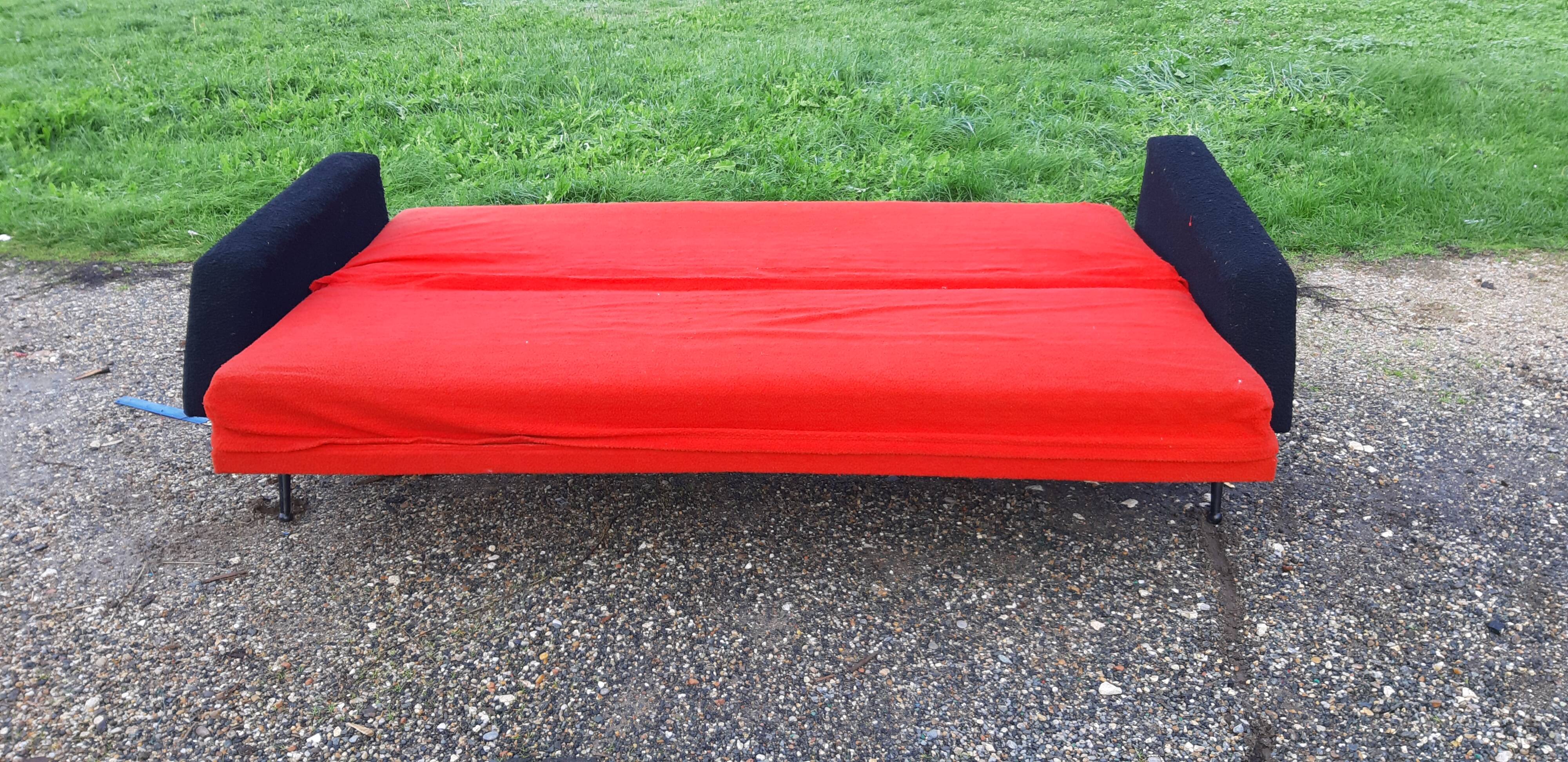 Vintage sofa red and black fabrics