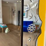 Prachtige Vintage Venetiaanse Spiegel – Geëtst Glas 79x58 cm