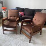 Manufrance armchairs and footrests
