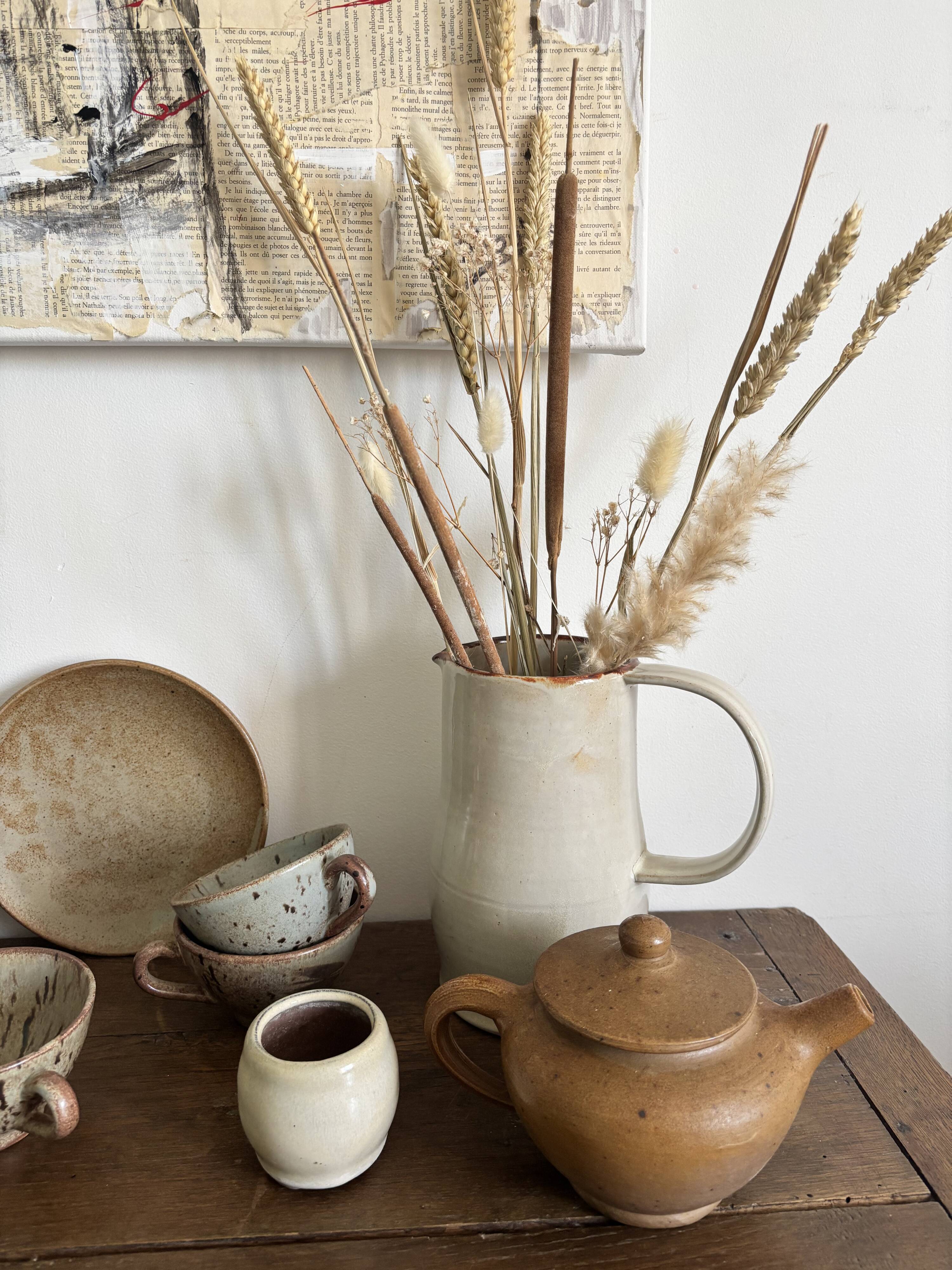 Set of French artisanal stoneware ceramics – 1960s
