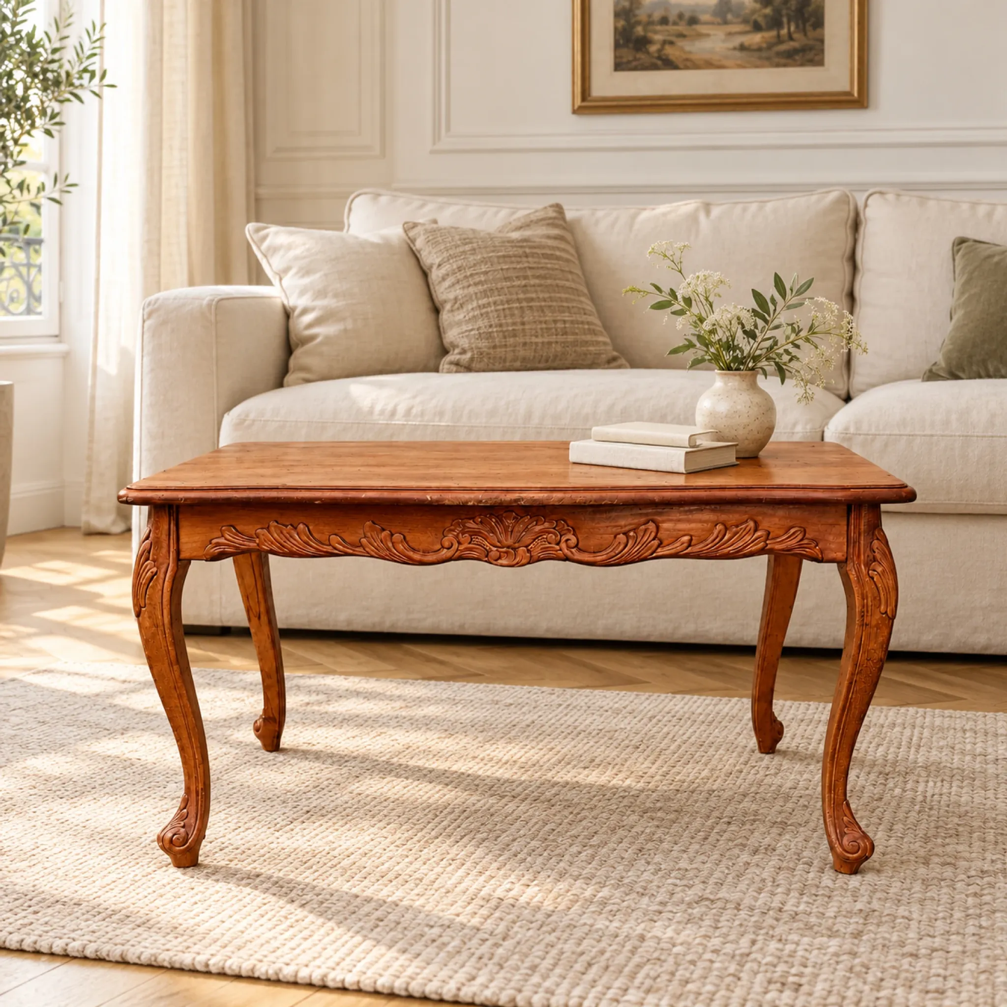 Louis XV coffee table in carved walnut