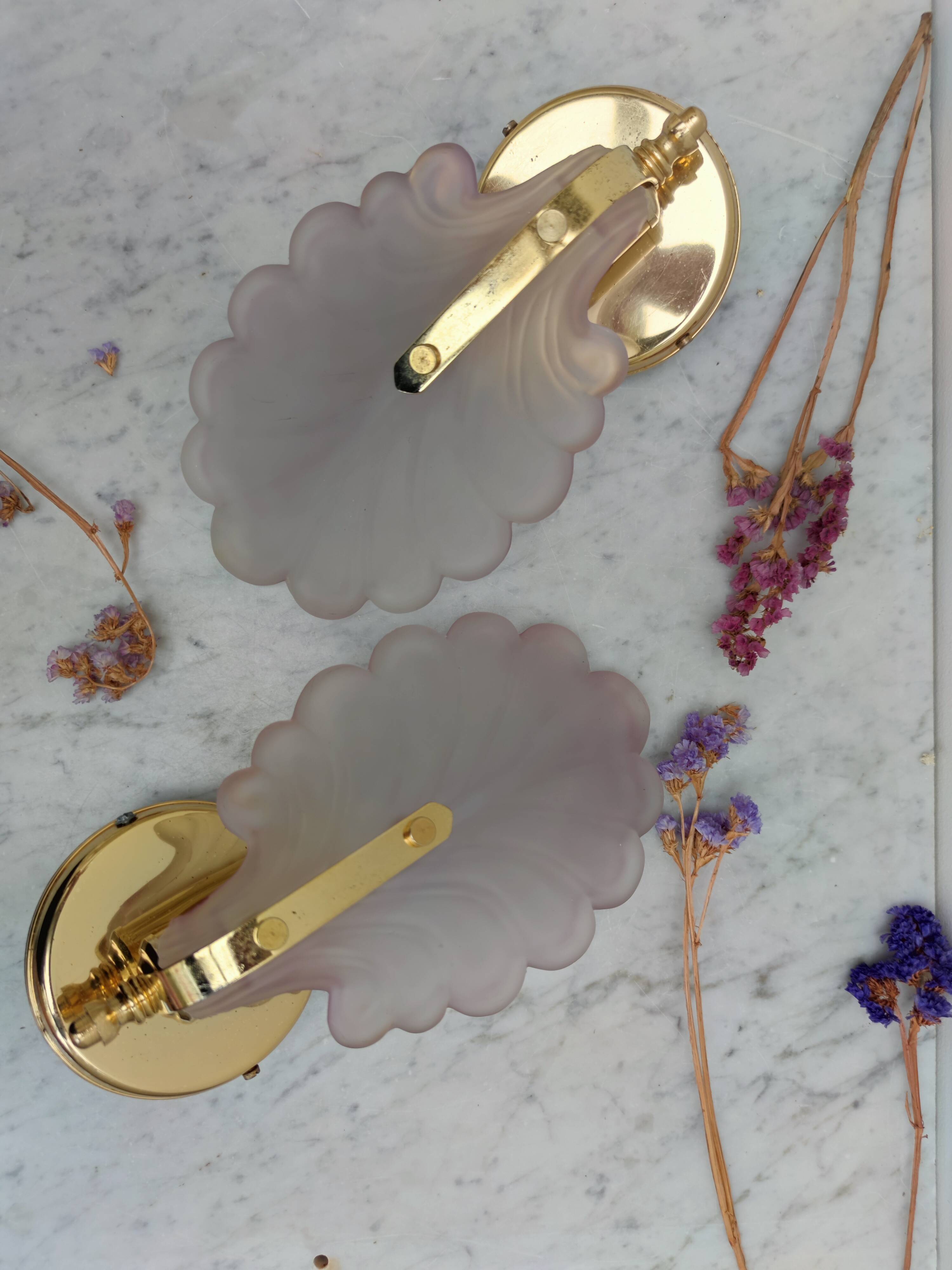 Pair of pink petal sconces