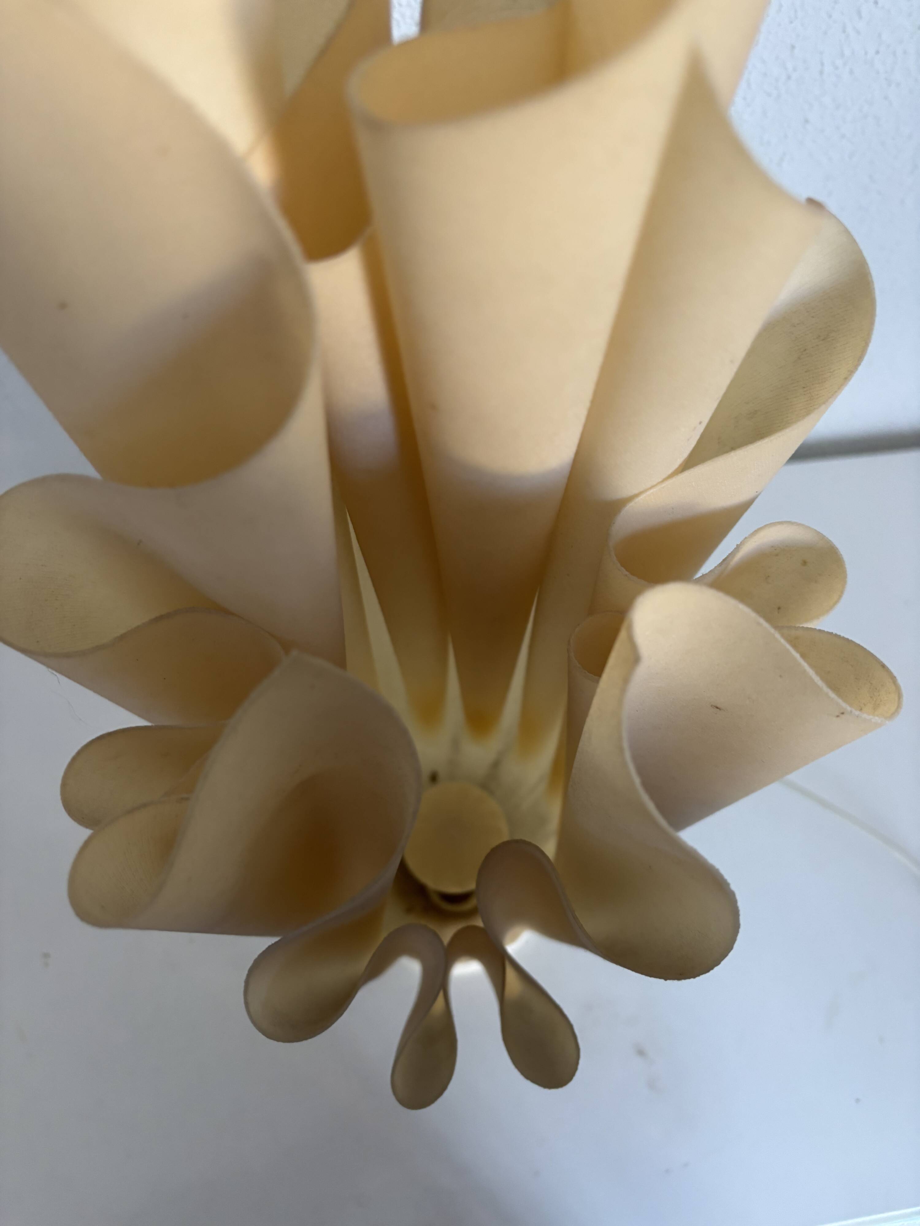 Vintage 1970 Athéna lamp by Georgia Jacob, draped in light salmon - 50 cm