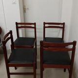 Lot of 4 chairs wood and skai