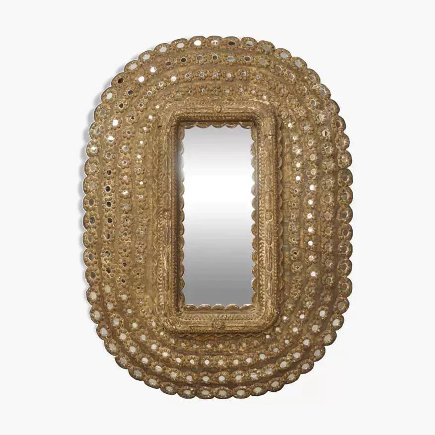 Oval carved wooden mirror 150x101cm