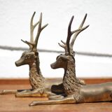 Paire de cerf, sculpture, cerf laiton, décoration intérieur, bouddhiste, collection, deer, brass