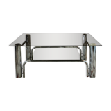 Chromium coffee table and 1970s smoked glass